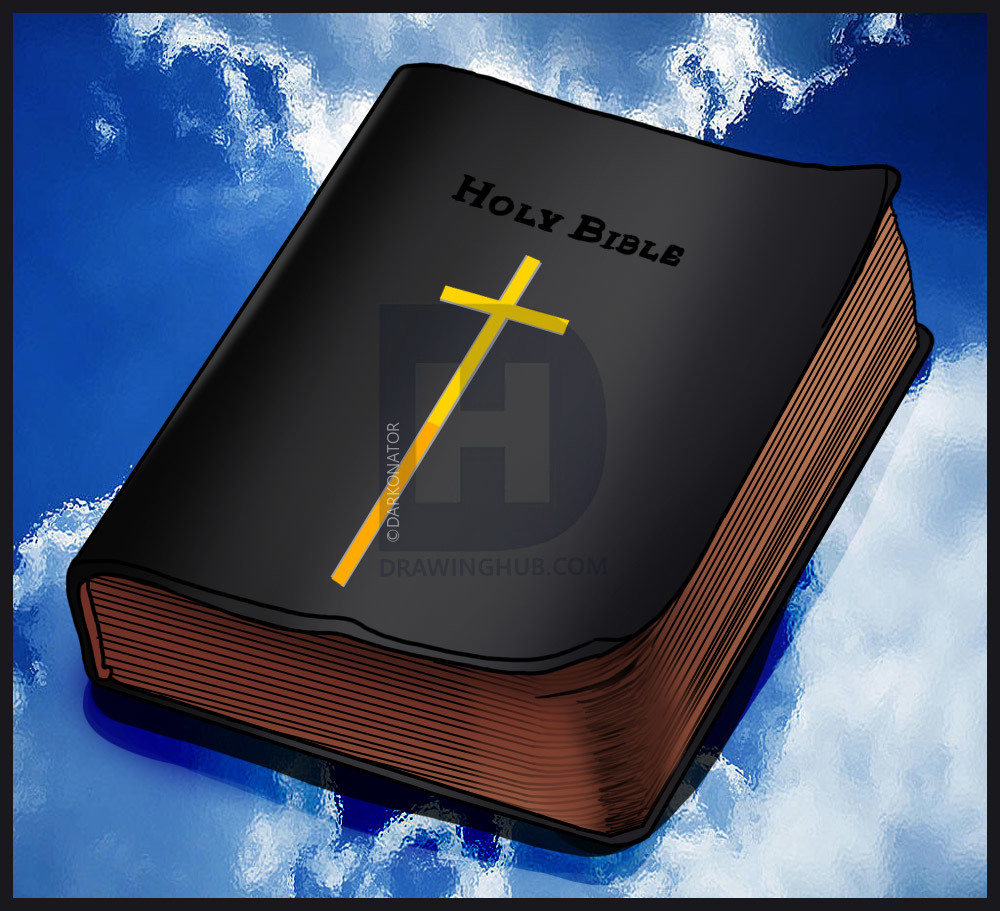 1000x911 How To Draw A Bible, Step - Holy Bible Drawing