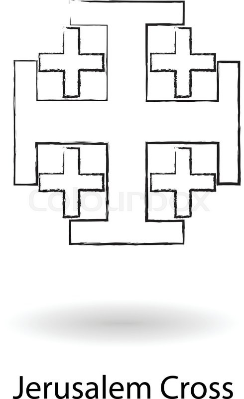 490x800 jerusalem cross pencil like drawing stock vector colourbox - Holy Cross Drawing