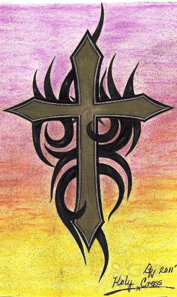 357x599 bronze tribal holy cross drawing - Holy Cross Drawing
