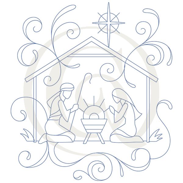 600x600 Doodle Holy Family In Stable Svgdxf Spiritual Nativity - Holy Family Drawing
