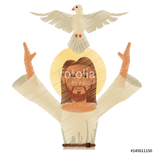 500x500 drawing jesus christ holy spirit design vector illustration - Holy Spirit Drawing