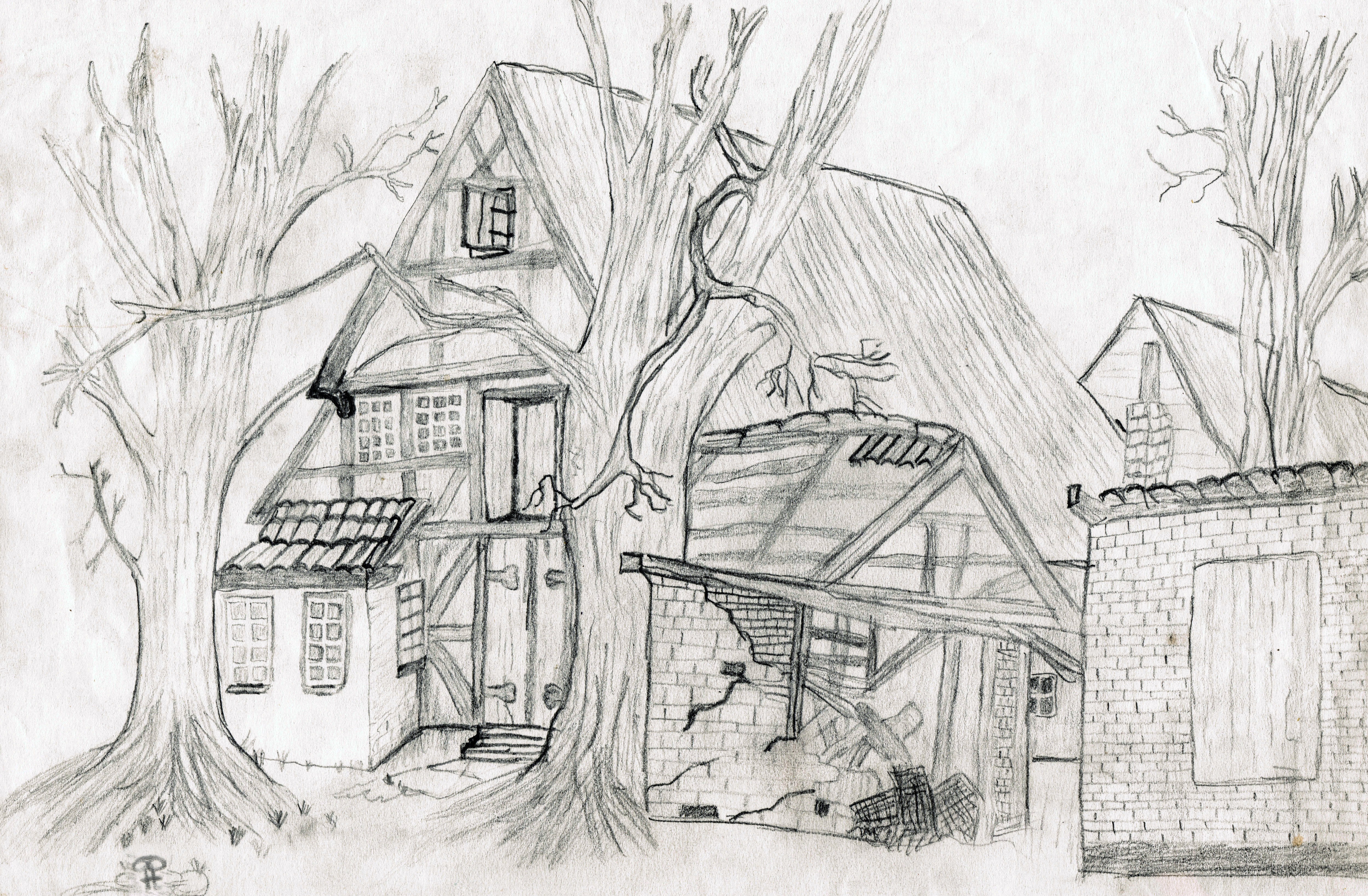 5000x3275 Free Images Black And White, Old, Home, Paint, Ruin, Monochrome - Home Cartoon Drawing
