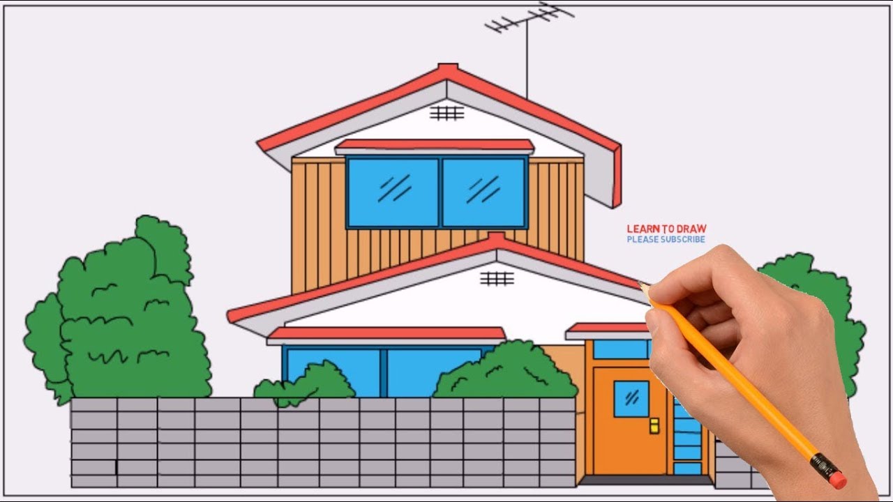 1280x720 how to draw nobita's house doraemon step - Home Drawing