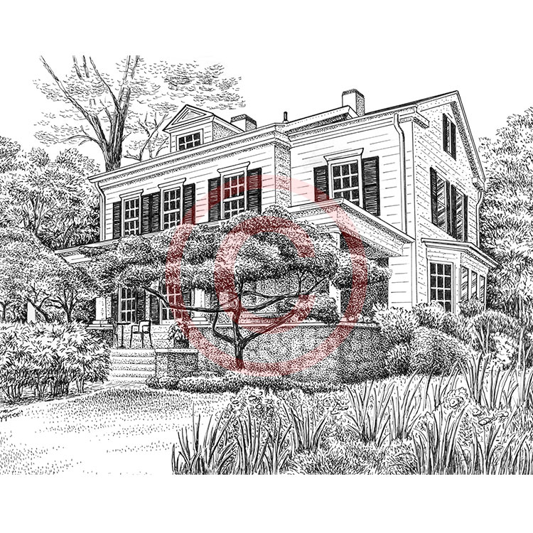 750x750 pen and ink artist kelli swan custom portraits of houses, homes - Home Drawing