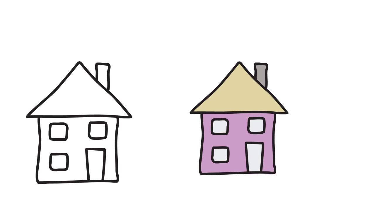 1280x720 An Easy And Beautiful Home Drawing For Kids Hd Video - Home Drawing