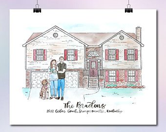 340x270 House Drawing Etsy - Home Drawing Sketch