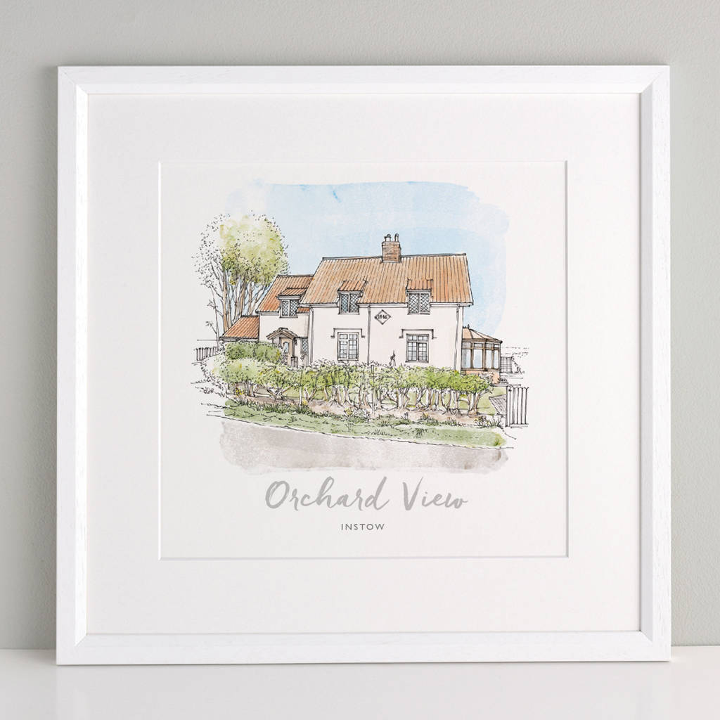 1024x1024 Personalised Watercolour House Sketch - Home Drawing Sketch