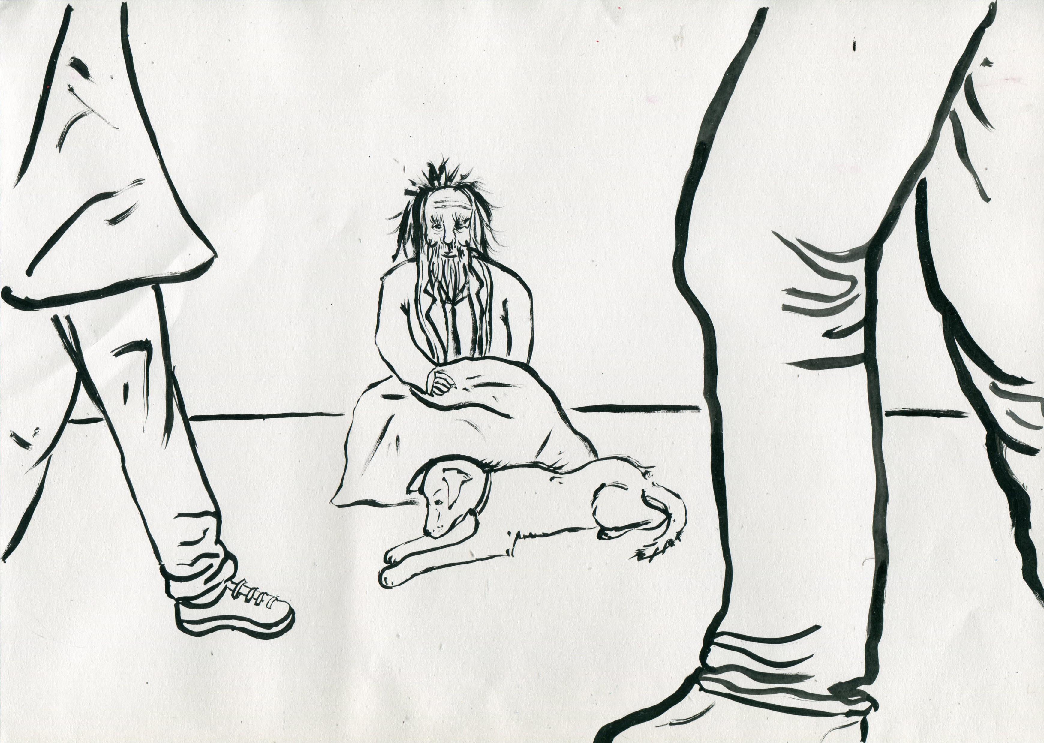cartoon on net: Cartoon Homeless Man Drawing Easy