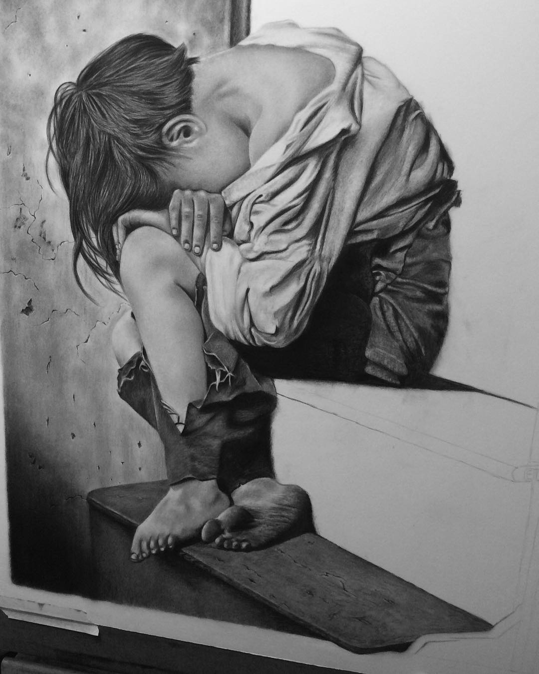 1080x1349 Homeless Pencil Drawing On Arches Watercolor Paper - Homeless Drawing