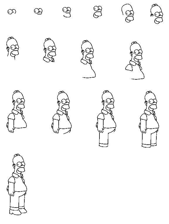 576x762 How To Draw The Simsons Homer Drawing In Drawings - Homer Simpson Drawing