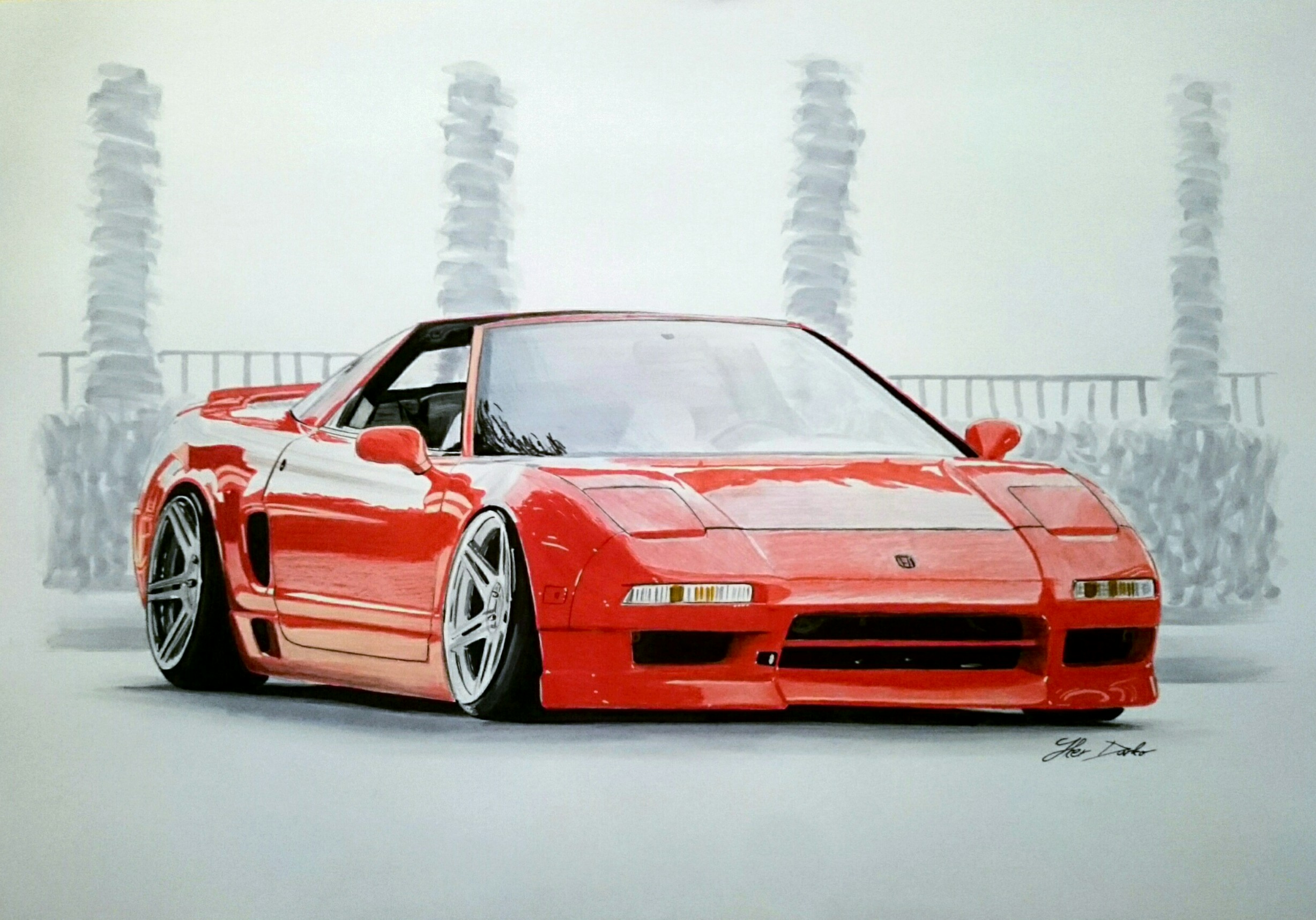 2455x1716 honda nsx drawing complete! hours of work, fb - Honda Drawing