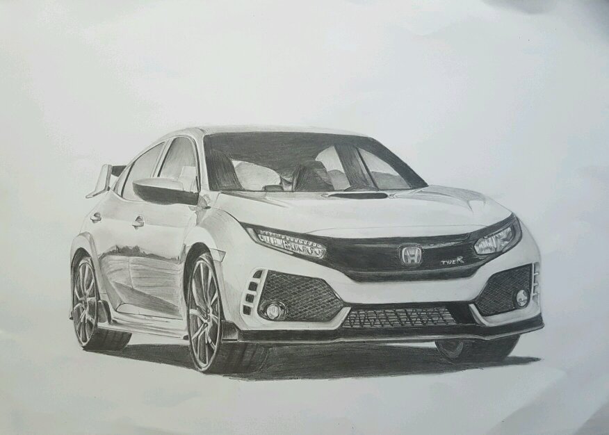 876x626 honda civic type r drawing! - Honda Drawing