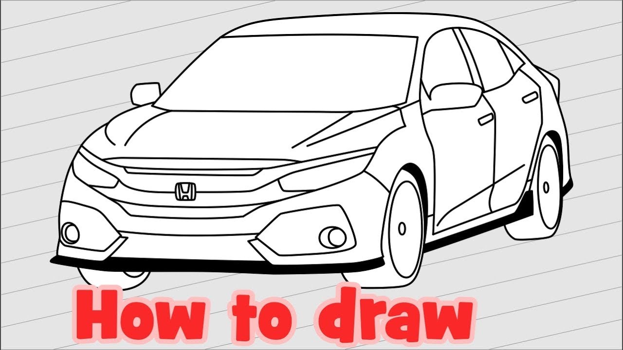 1280x720 how to draw a car honda civic touring hatchback - Honda Drawing