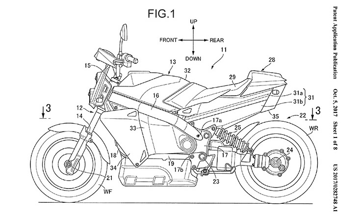 740x444 leaked honda patent drawings show hydrogen fuel cell motorcycle - Honda Motorcycle Drawing