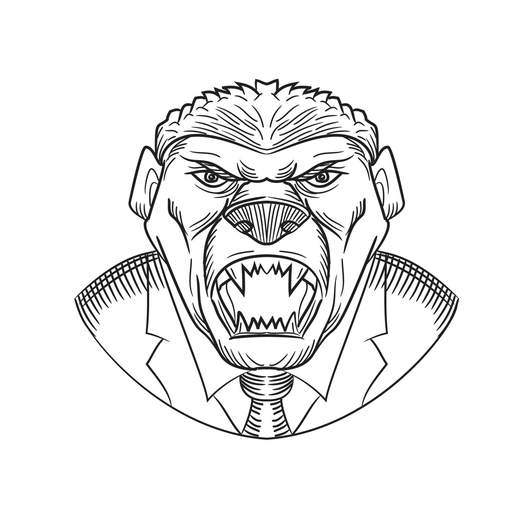 1000x1000 Angry Honey Badger Wearing Coat And Tie Drawing On Behance - Honey Badger Drawing