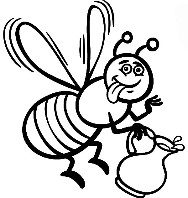 600x632 Honey Bee Cartoon For Coloring Book Coloring - Honey Bee Cartoon Drawing