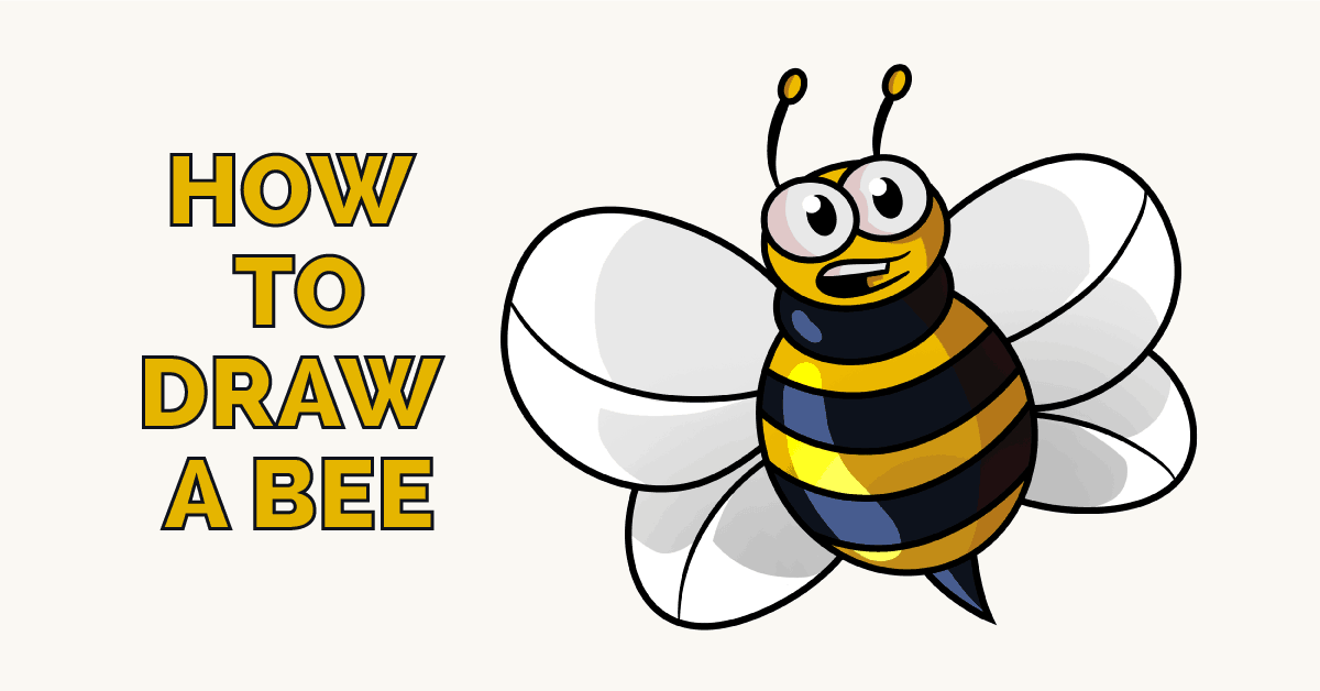 1200x628 How To Draw A Cartoon Bee Easy Drawing Guides - Honey Bee Cartoon Drawing