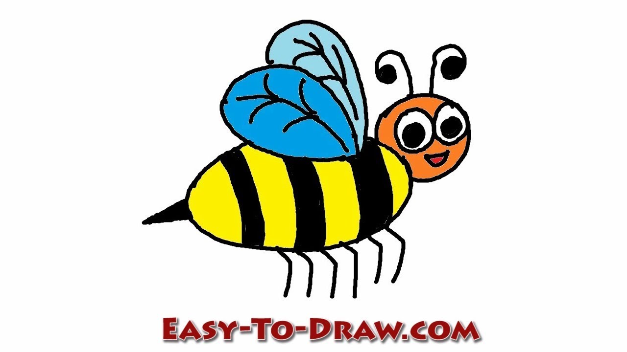 1280x720 How To Draw A Cartoon Honey Bee Step - Honey Bee Cartoon Drawing