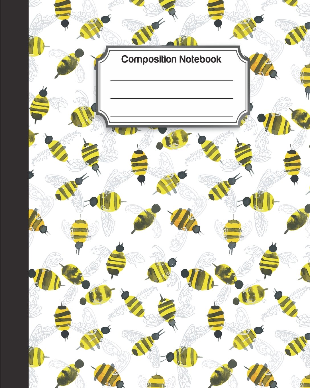 1088x1360 Composition Notebook Yellow Cute Honey Bee Drawing Color Pattern - Honey Bee Drawing