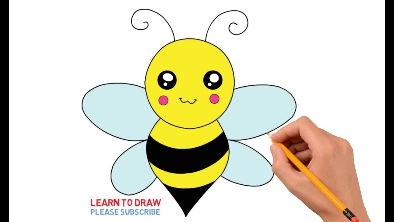 1280x720 how to draw a cute honey bee step - Honey Bee Drawing Images