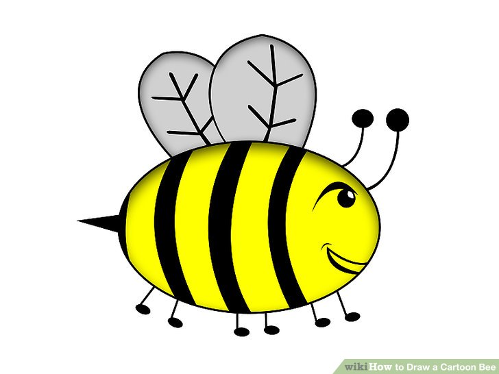 728x546 How To Draw A Cartoon Bee Steps - Honey Bee Drawing Images
