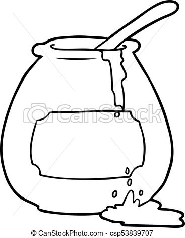 367x470 Line Drawing Of A Honey Pot - Honey Drawing