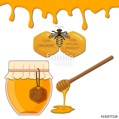 500x500 Abstract Vector Illustration Of Logo For The Bee Eating Honey - Honey Drawing