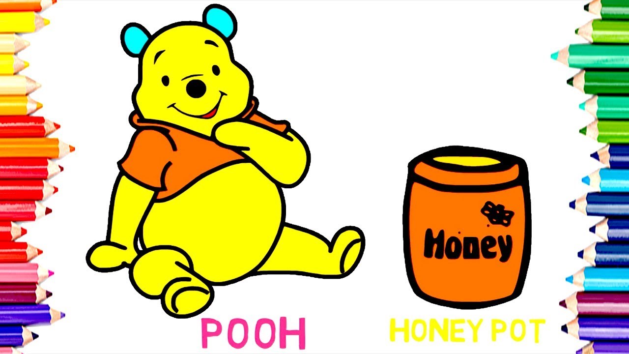 1280x720 Teaching Children How To Draw Pooh Bear Honey Pot Coloring Pages - Honey Pot Drawing