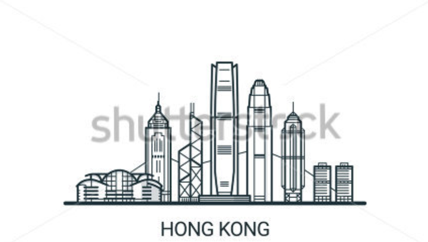 844x478 Hk Skyline Art Hong Kong, Linear Art, Landscape Drawings - Hong Kong Skyline Drawing