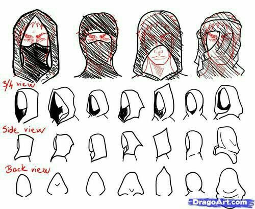 500x409 How To Draw A Hoodmask, Text How To Draw Mangaanime How - Hood Drawing