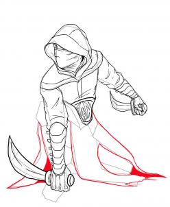 248x302 how to draw an assassin, step - Hood Drawing