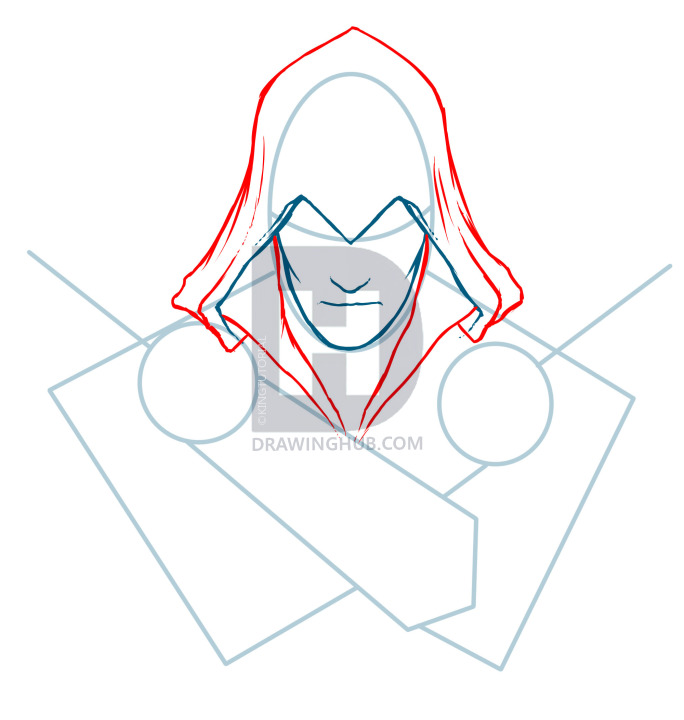 684x720 how to draw ezio, assassins creed, ezio, step - Hood Drawing