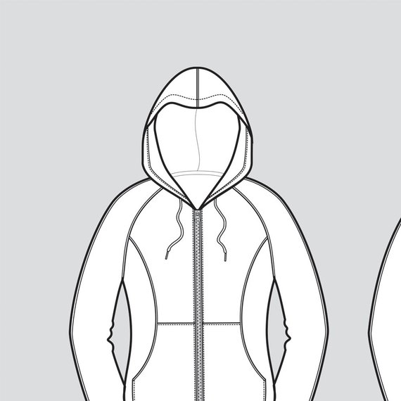 570x570 Hoodie And Track Pants Vector Fashion Flat Sketch Adobe Etsy - Hoodie Flat Drawing