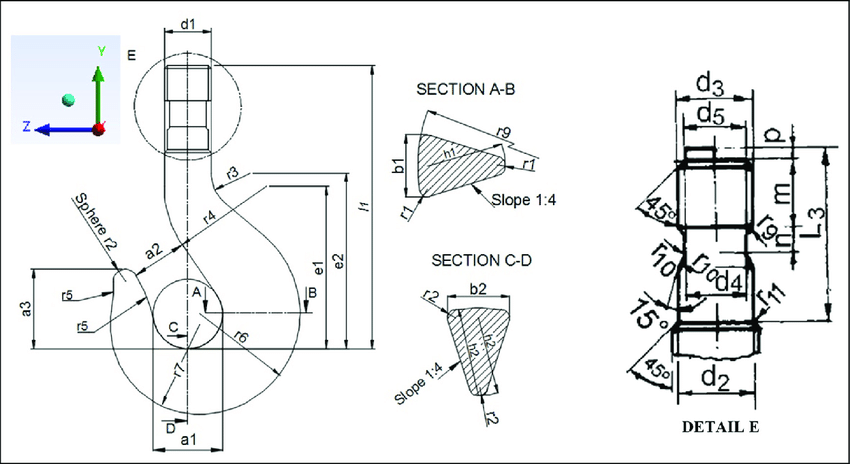 850x464 Technical Drawing Of Hook Number Download Scientific Diagram - Hook Drawing