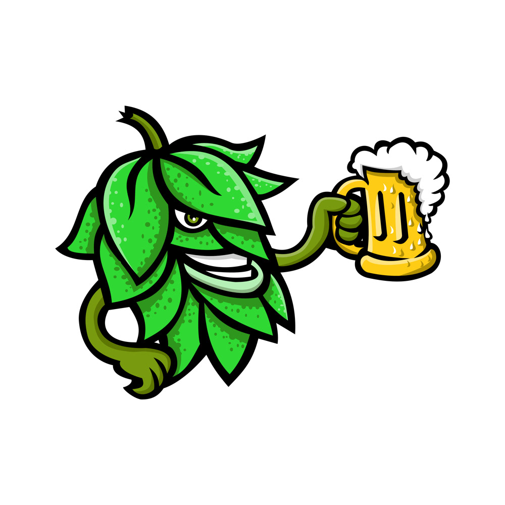 1000x1000 hops drinking beer mascot on behance - Hop Flower Drawing