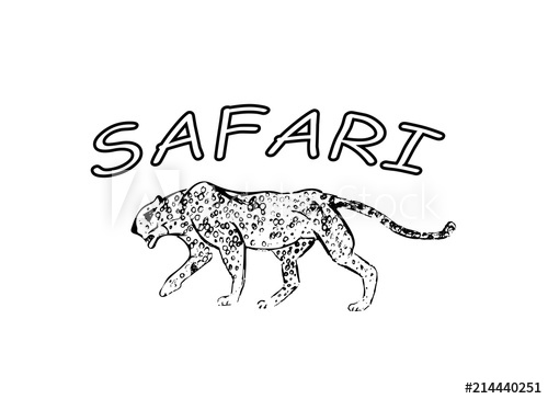 500x364 Cheetah Hand Drawn Ink Sketch Horizontal Drawing Vector - Horizontal Drawing