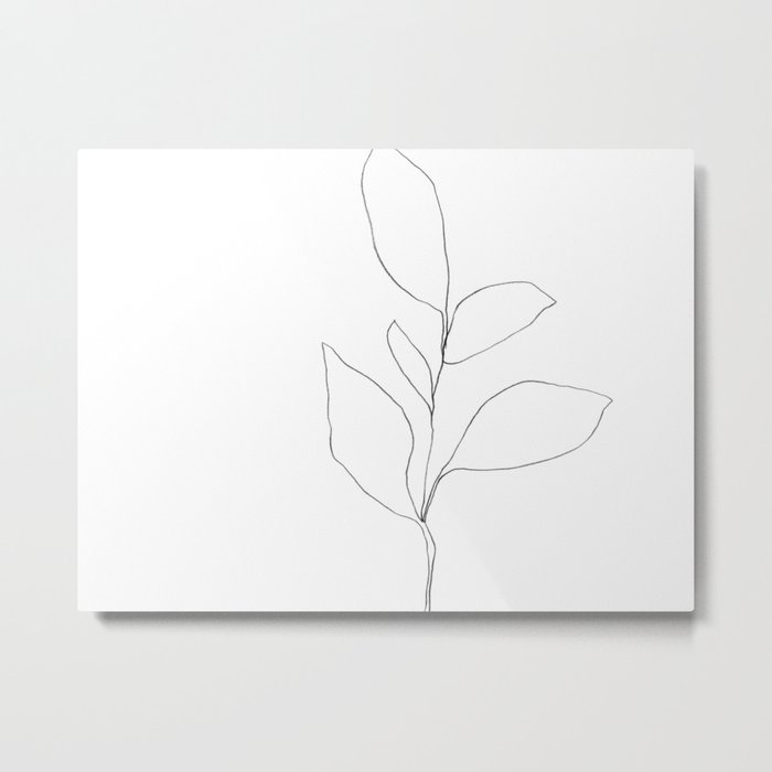 700x700 Five Leaf Plant Minimalist Line Drawing - Horizontal Drawing