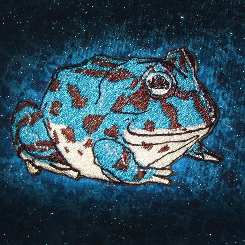 794x794 Samurai Blue Pacman Horned Frog Iron On Patch Etsy - Horned Frog Drawing