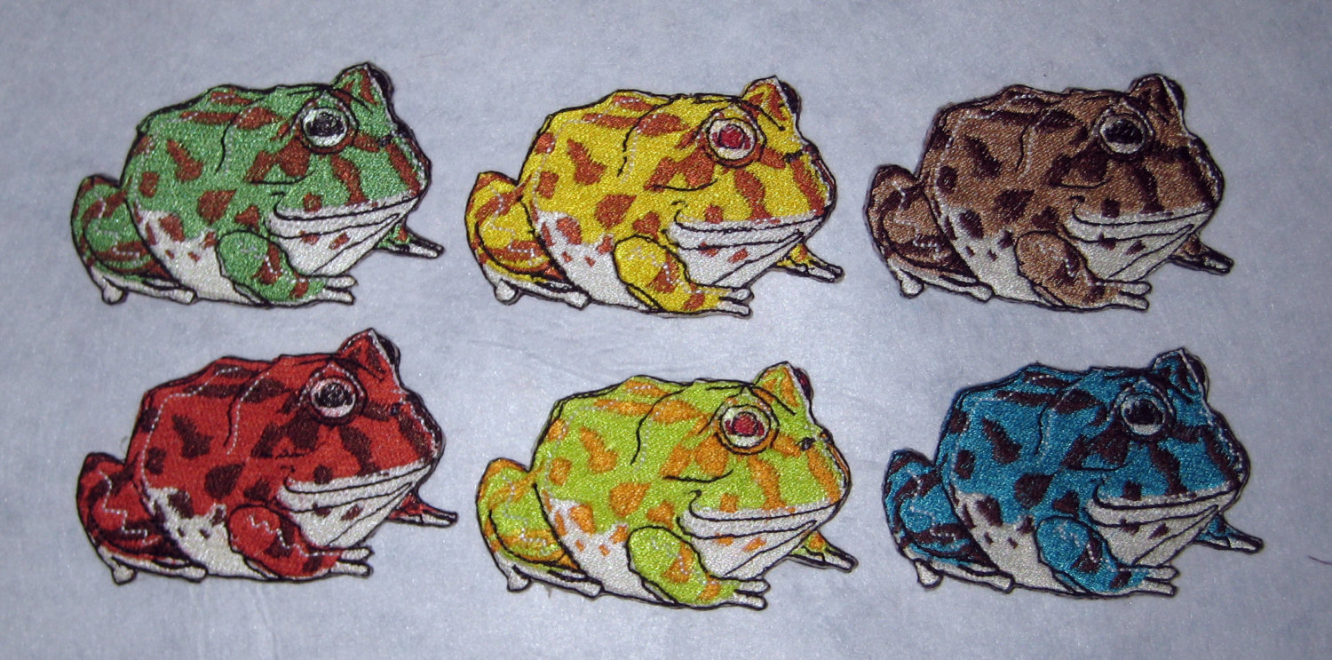 1500x743 Green Pacman Horned Frog Iron On Patch - Horned Frog Drawing