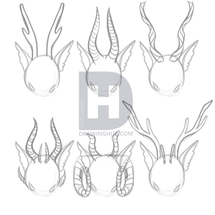 720x720 How To Draw A Kirin, Step - Horns Drawing