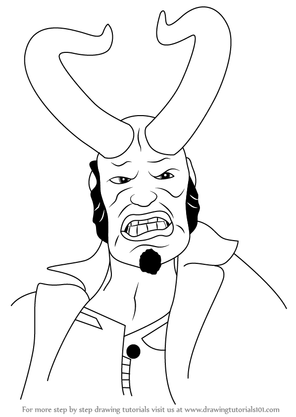 598x844 learn how to draw hellboy with horns - Horns Drawing
