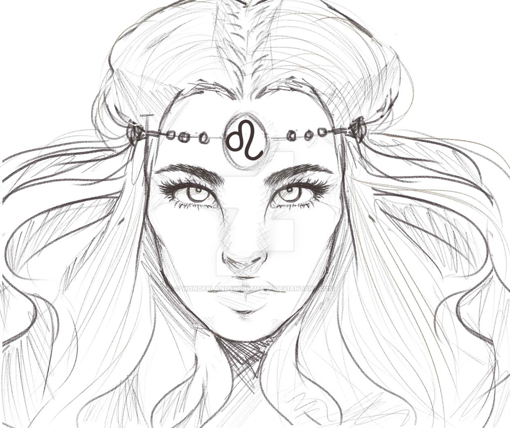 1024x861 horoscope drawing leo - Horoscope Drawings