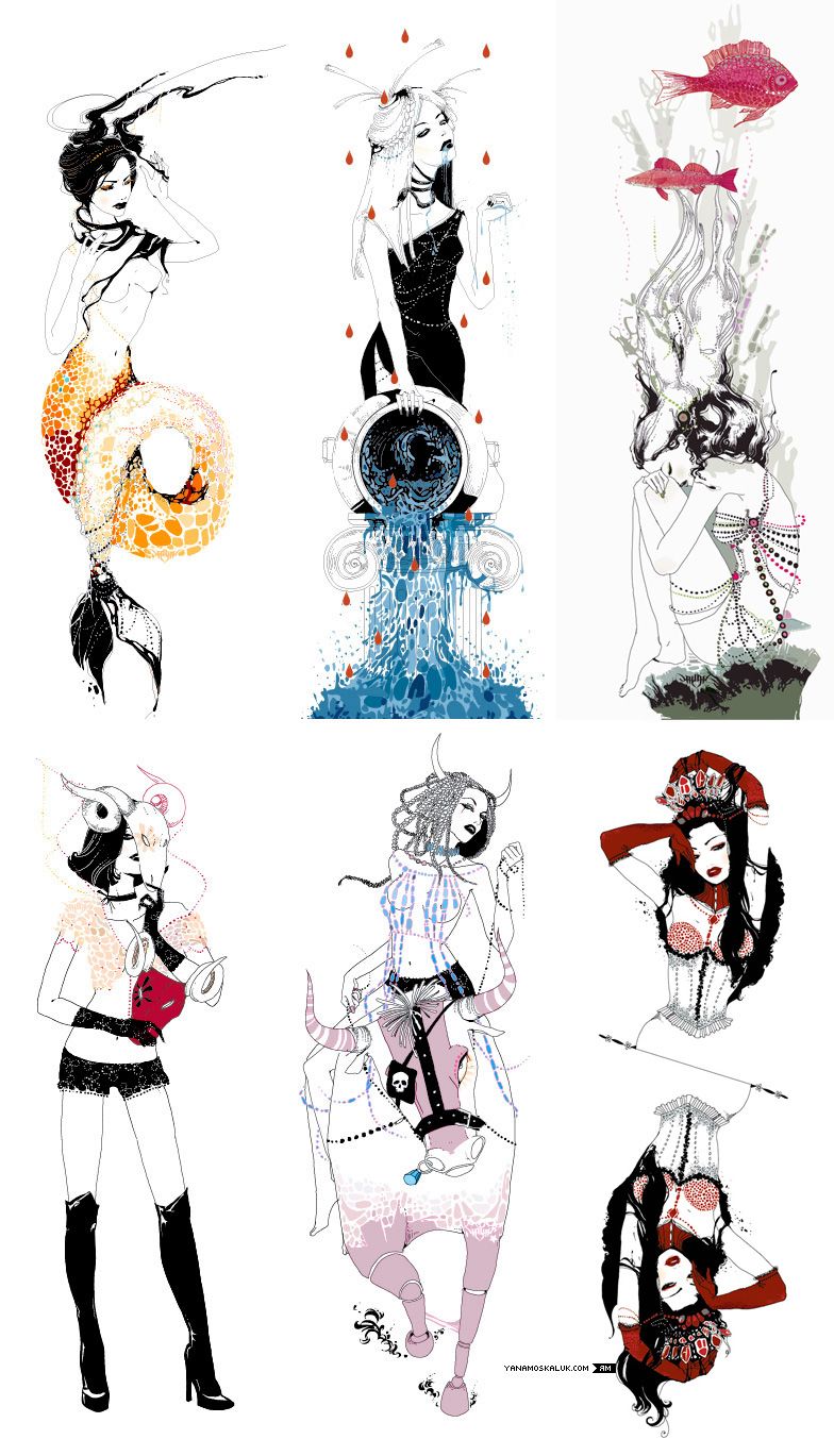 784x1369 horoscope, part i illustrations for a magazine - Horoscope Drawings