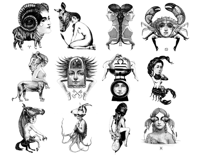 650x516 carolina espinosa zodiac illustrations star sign style - Horoscope Drawings
