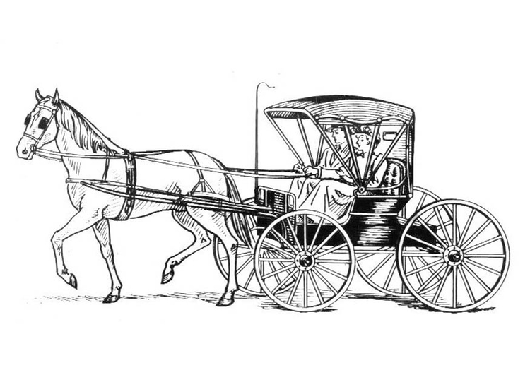 750x531 Coloring - Horse And Buggy Drawing