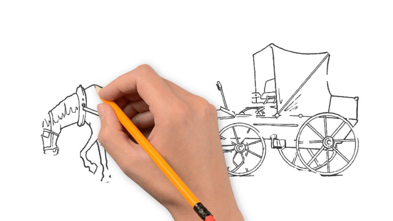1280x720 A Horse And Carriage Nature Pencil To Draw Step - Horse And Buggy Drawing