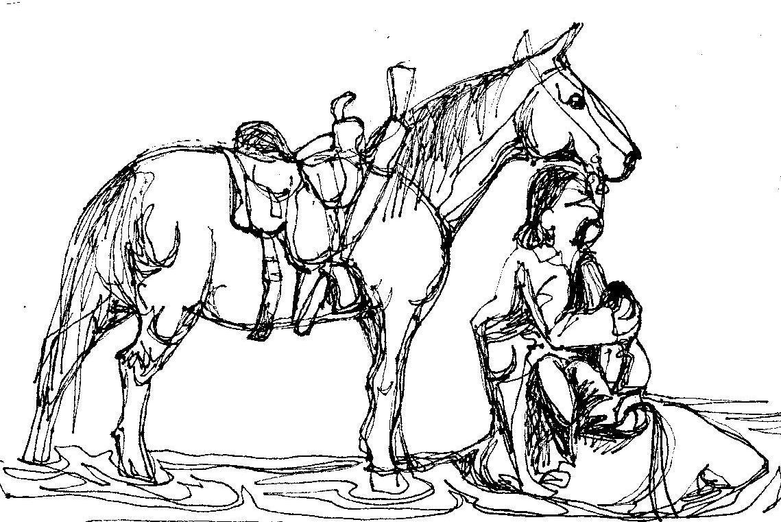 1139x761 Now Or Never Sketches - Horse And Cowboy Drawing