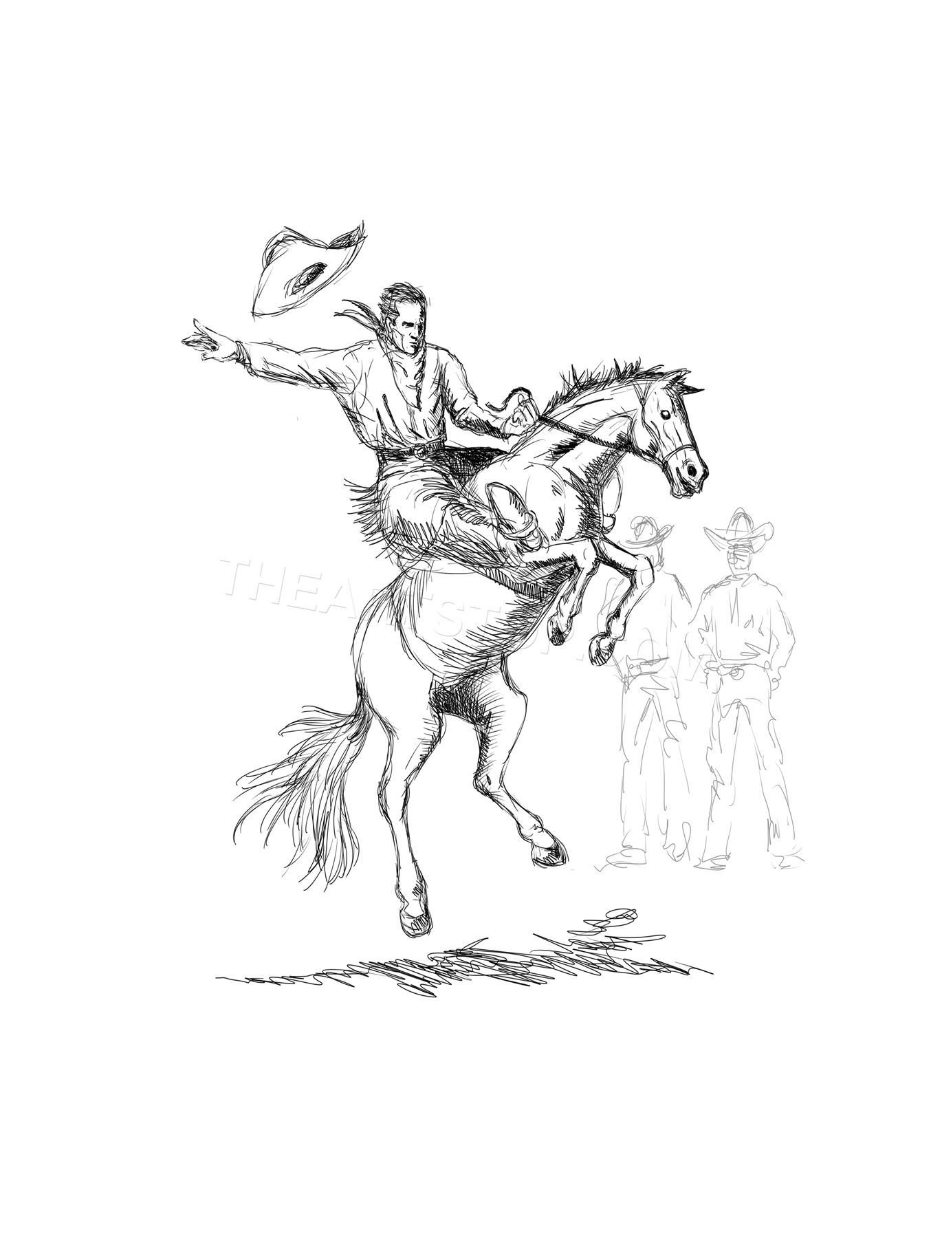 Horse And Cowboy Drawing at PaintingValley.com | Explore collection of ...