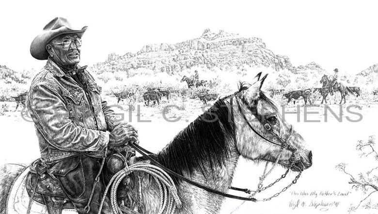 780x442 This Was My Fathers Land Western Pencil Drawing - Horse And Cowboy Drawing