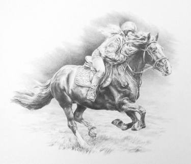 375x322 Horse Riding Drawings For Sale Saatchi Art - Horse And Rider Drawing